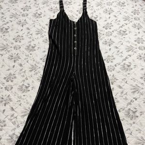 Xhilaration Black and White Striped Strappy Knit Jumpsuit